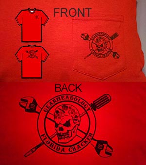 Red Shirt with Full Back Logo and Front Pocket Logo